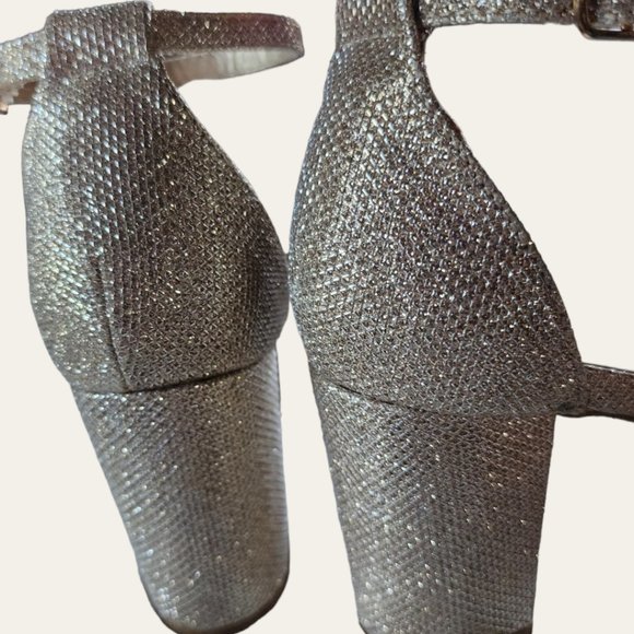 DREAM PAIRS CHUNK GOLD GLITTER BLOCK HEEL 7 - Picture 6 of 10